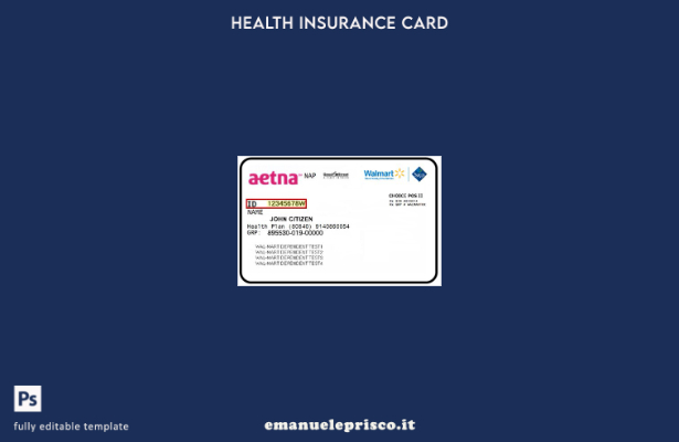 modello di tessera di assicurazione sanitaria New York Aetna Inc. stile verifica